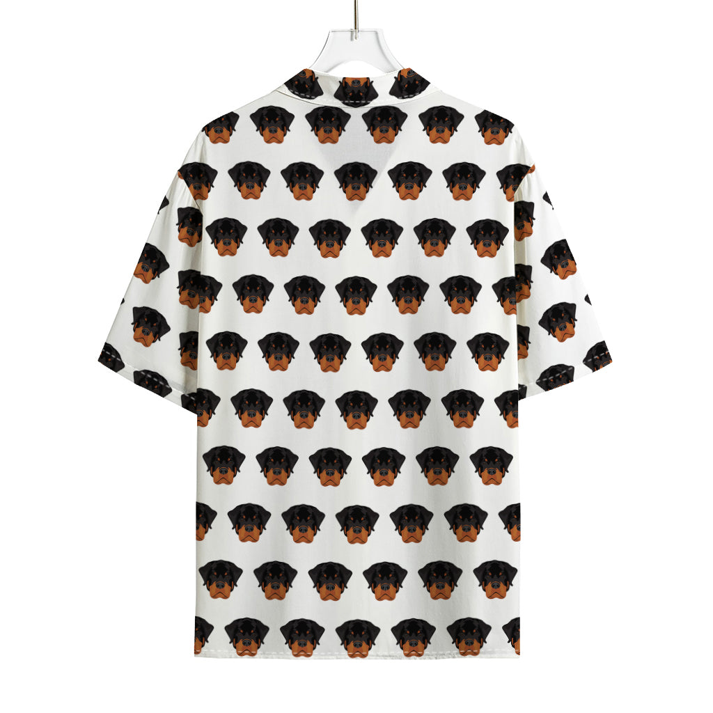 Rottweiler Face Pattern Print Rayon Hawaiian Shirt