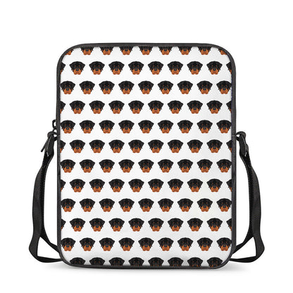 Rottweiler Face Pattern Print Rectangular Crossbody Bag
