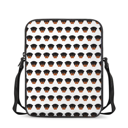 Rottweiler Face Pattern Print Rectangular Crossbody Bag