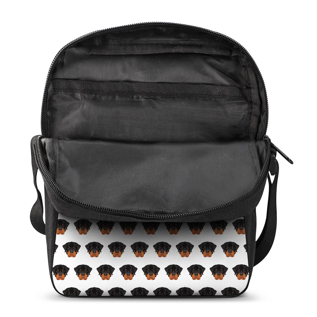 Rottweiler Face Pattern Print Rectangular Crossbody Bag