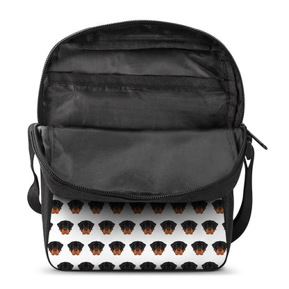 Rottweiler Face Pattern Print Rectangular Crossbody Bag