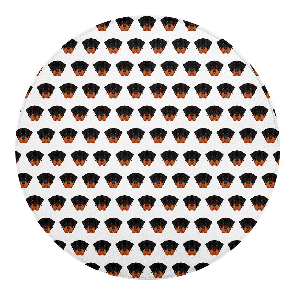 Rottweiler Face Pattern Print Round Blanket