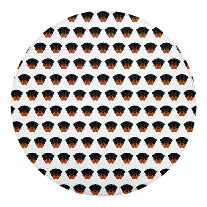 Rottweiler Face Pattern Print Round Blanket