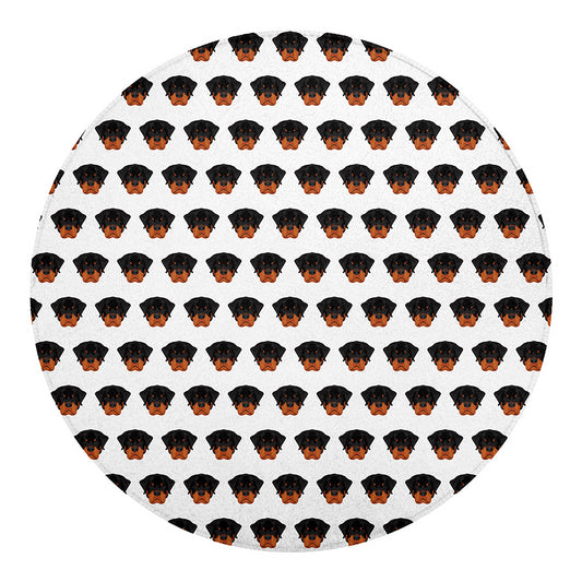 Rottweiler Face Pattern Print Round Blanket