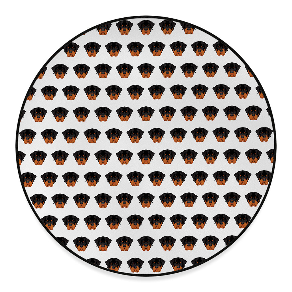 Rottweiler Face Pattern Print Round Floor Mat