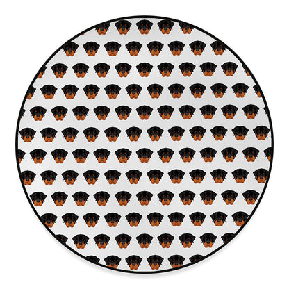 Rottweiler Face Pattern Print Round Floor Mat