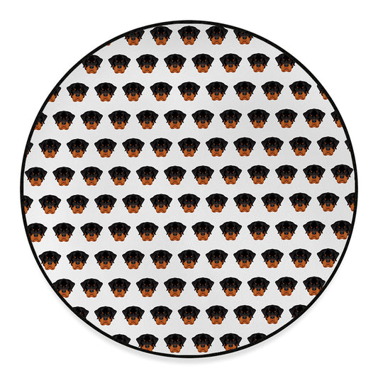Rottweiler Face Pattern Print Round Floor Mat