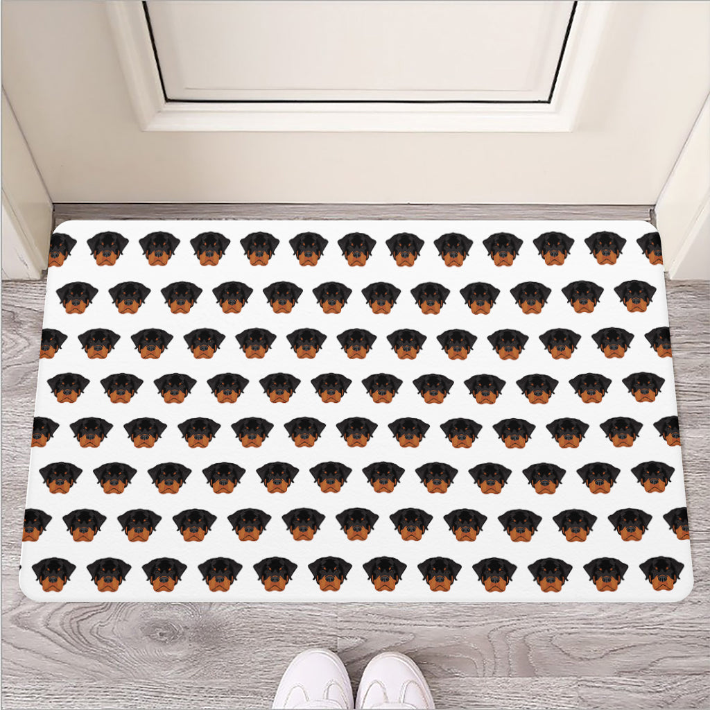 Rottweiler Face Pattern Print Rubber Doormat