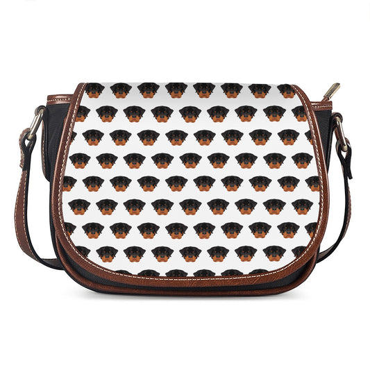 Rottweiler Face Pattern Print Saddle Bag