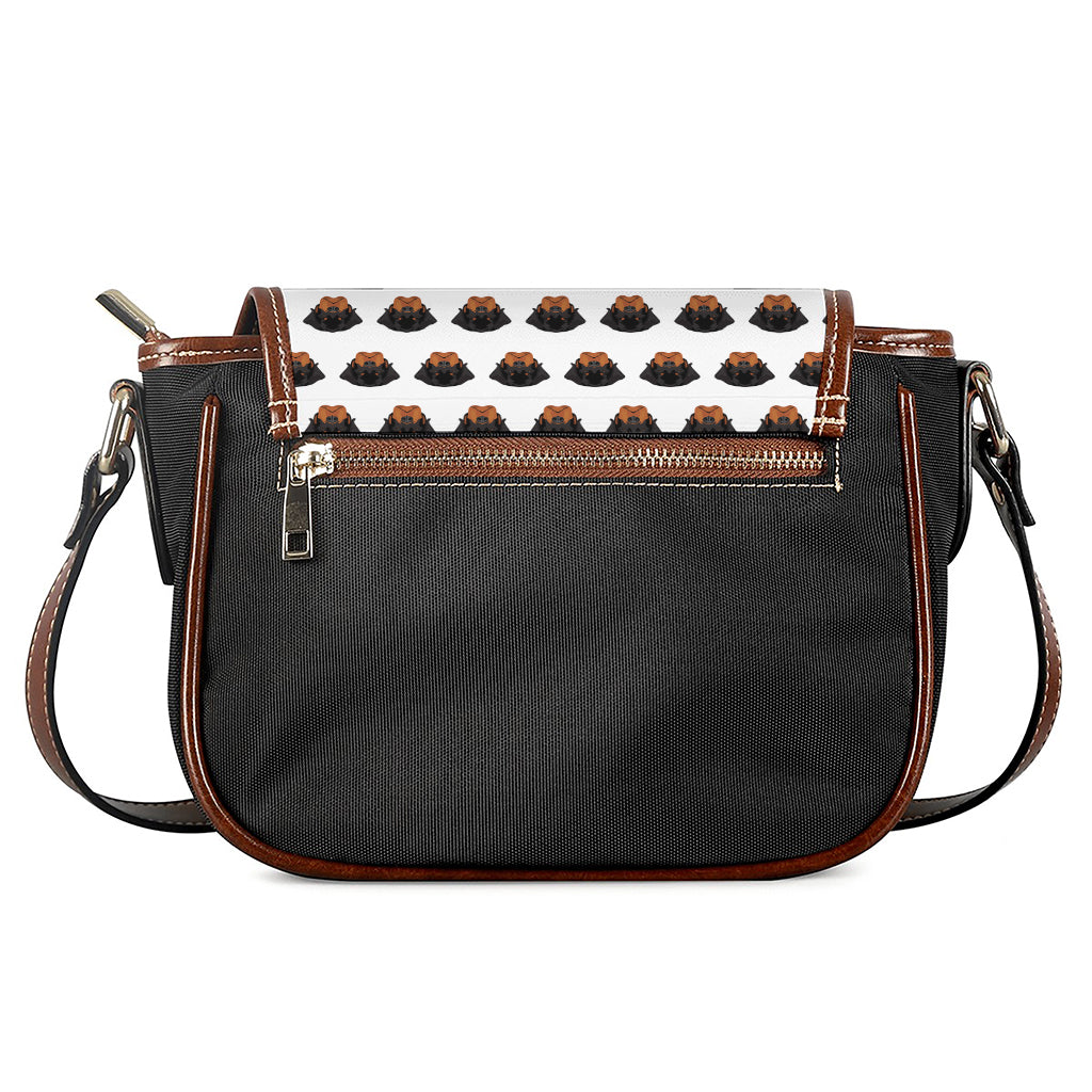 Rottweiler Face Pattern Print Saddle Bag
