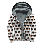 Rottweiler Face Pattern Print Sherpa Lined Zip Up Hoodie