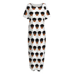 Rottweiler Face Pattern Print Short Sleeve Long Nightdress