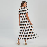 Rottweiler Face Pattern Print Short Sleeve Maxi Dress