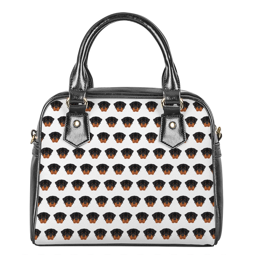 Rottweiler Face Pattern Print Shoulder Handbag