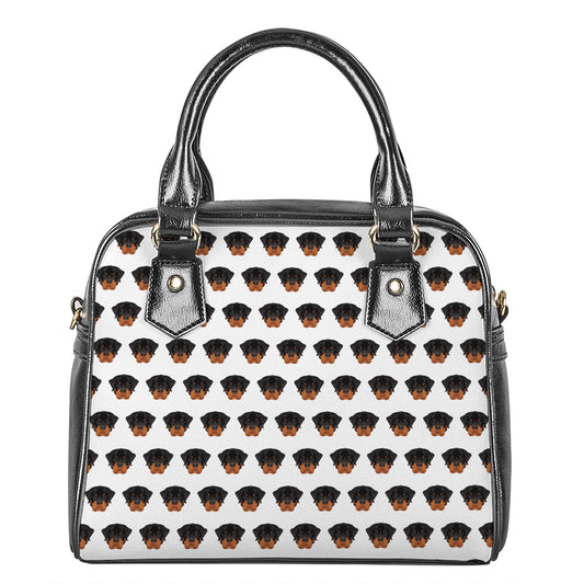 Rottweiler Face Pattern Print Shoulder Handbag
