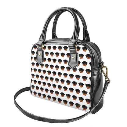 Rottweiler Face Pattern Print Shoulder Handbag
