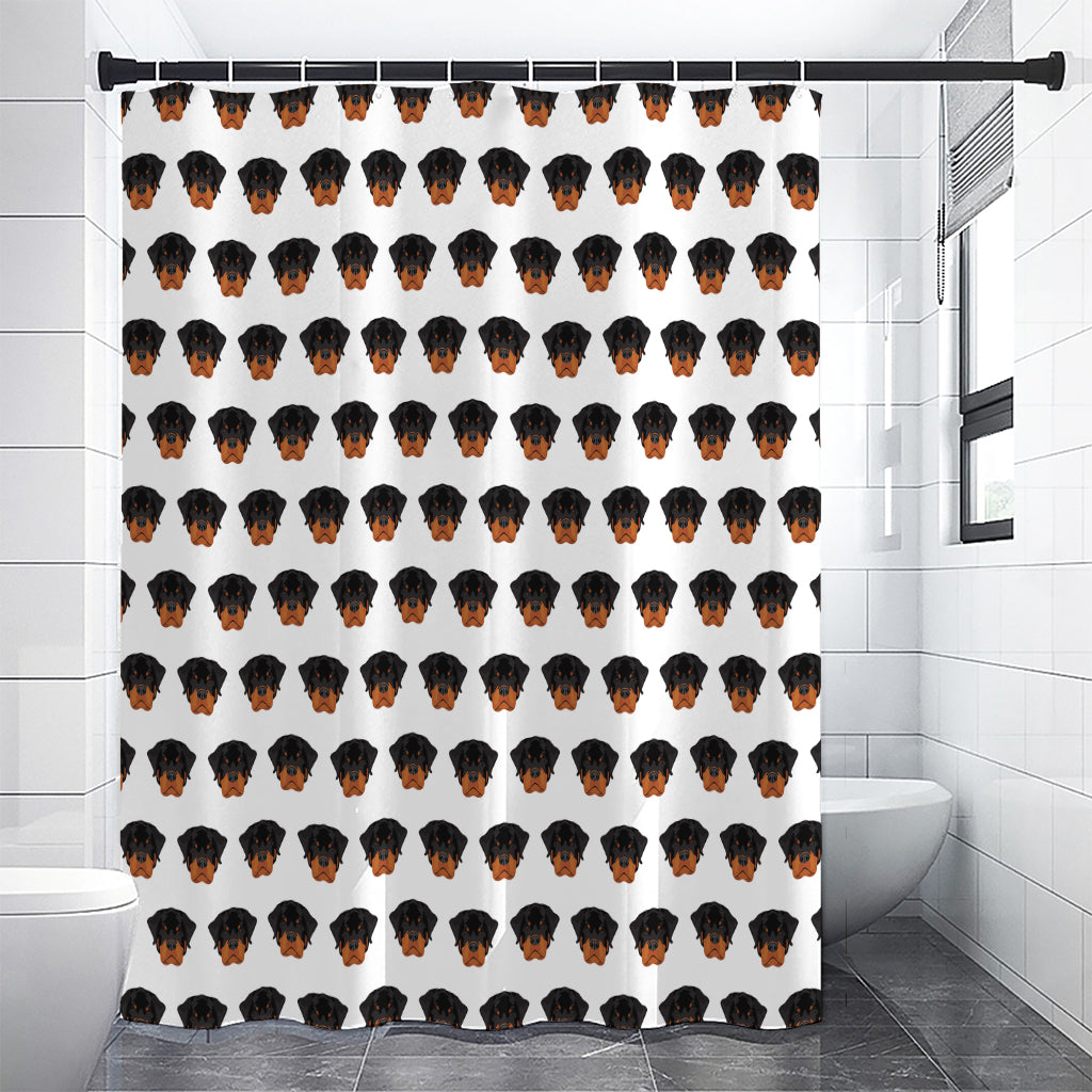 Rottweiler Face Pattern Print Shower Curtain