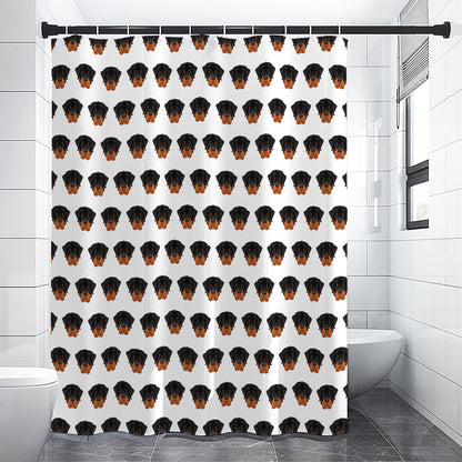 Rottweiler Face Pattern Print Shower Curtain