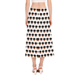 Rottweiler Face Pattern Print Side Slit Midi Skirt