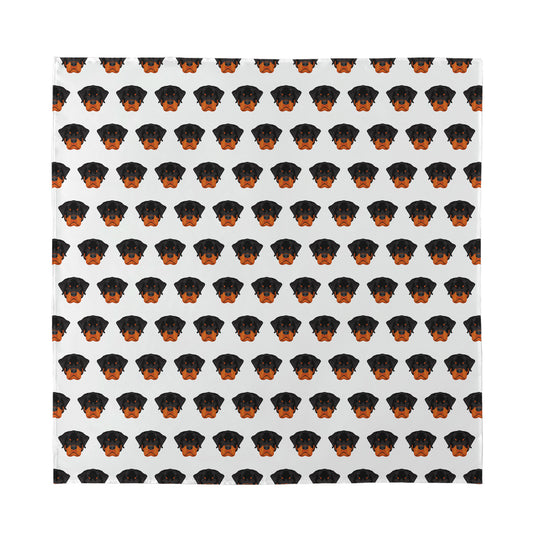 Rottweiler Face Pattern Print Silk Bandana