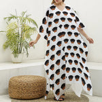 Rottweiler Face Pattern Print Silk V-Neck Kaftan Dress