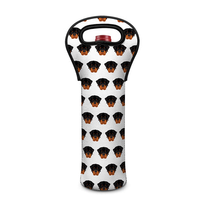 Rottweiler Face Pattern Print Single Neoprene Wine Tote