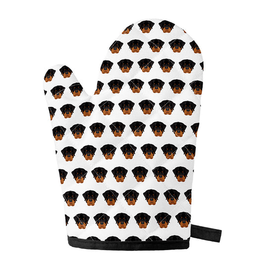 Rottweiler Face Pattern Print Single Oven Mitt