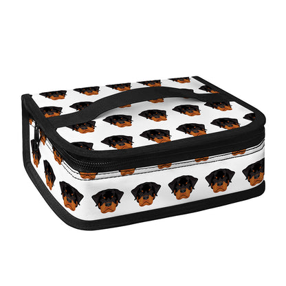 Rottweiler Face Pattern Print Small Lunch Bag