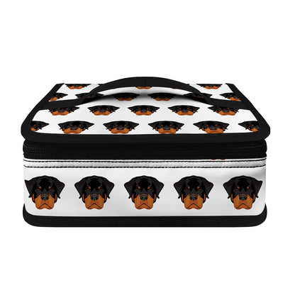 Rottweiler Face Pattern Print Small Lunch Bag