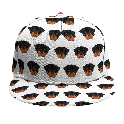 Rottweiler Face Pattern Print Snapback Cap