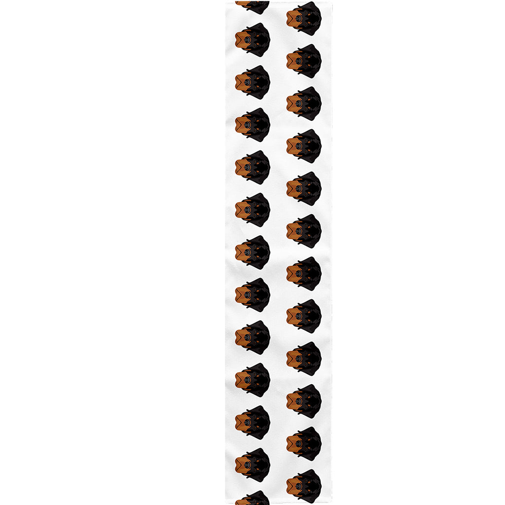 Rottweiler Face Pattern Print Table Runner