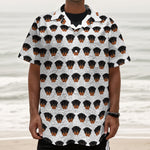 Rottweiler Face Pattern Print Textured Short Sleeve Shirt