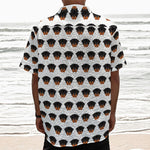 Rottweiler Face Pattern Print Textured Short Sleeve Shirt