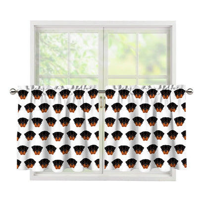 Rottweiler Face Pattern Print Tier Curtains