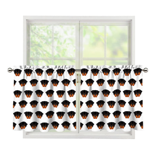 Rottweiler Face Pattern Print Tier Curtains