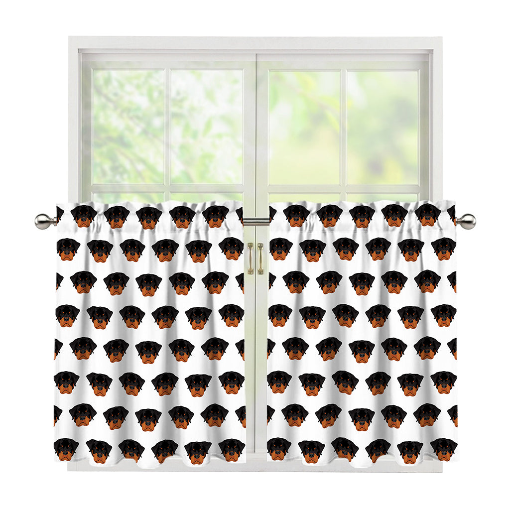 Rottweiler Face Pattern Print Tier Curtains
