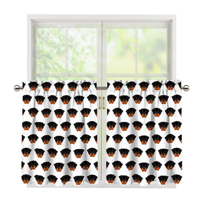 Rottweiler Face Pattern Print Tier Curtains