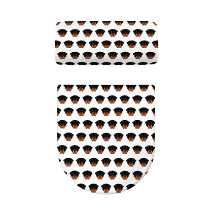 Rottweiler Face Pattern Print Toilet Lid And Tank Cover Set