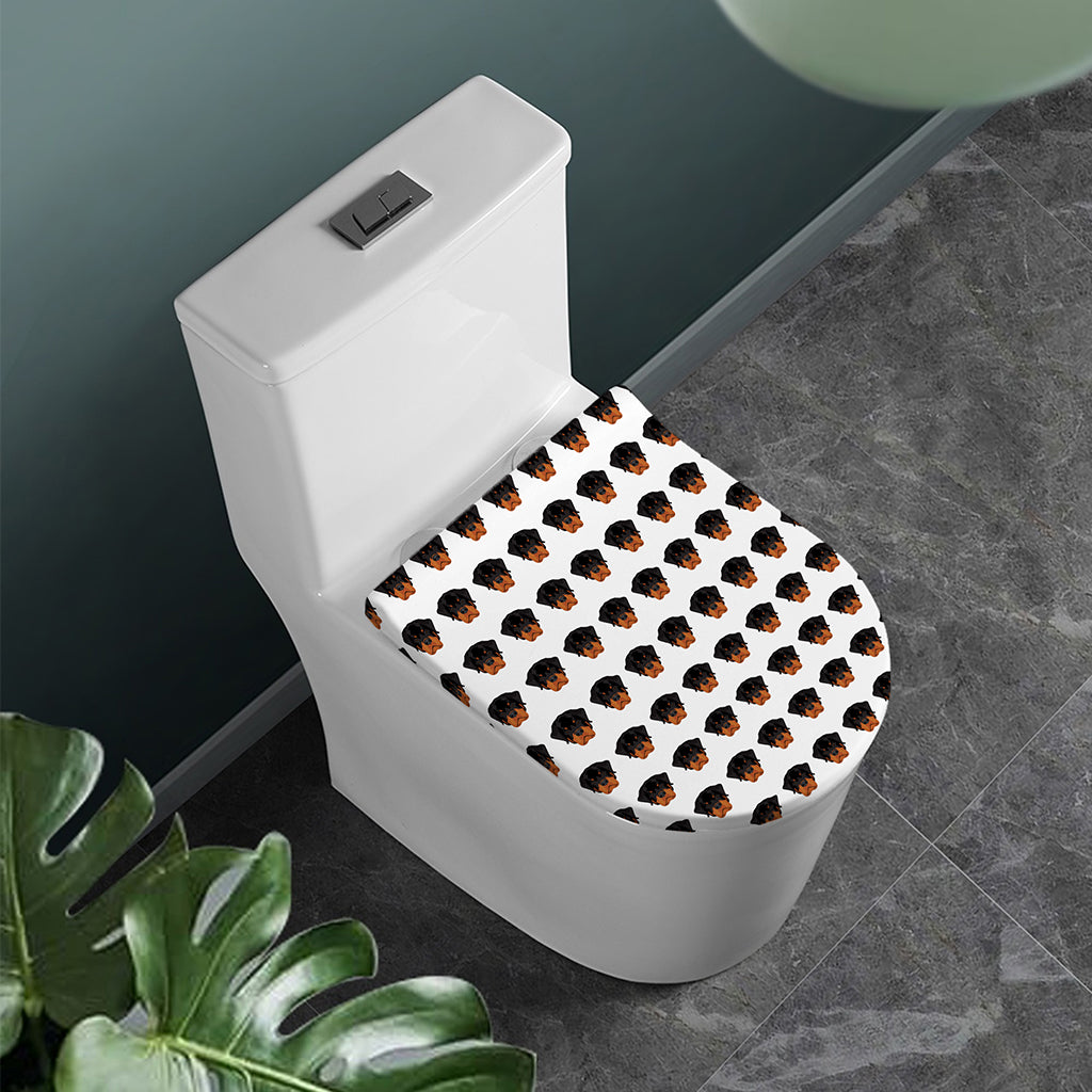 Rottweiler Face Pattern Print Toilet Lid Cover