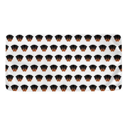 Rottweiler Face Pattern Print Towel
