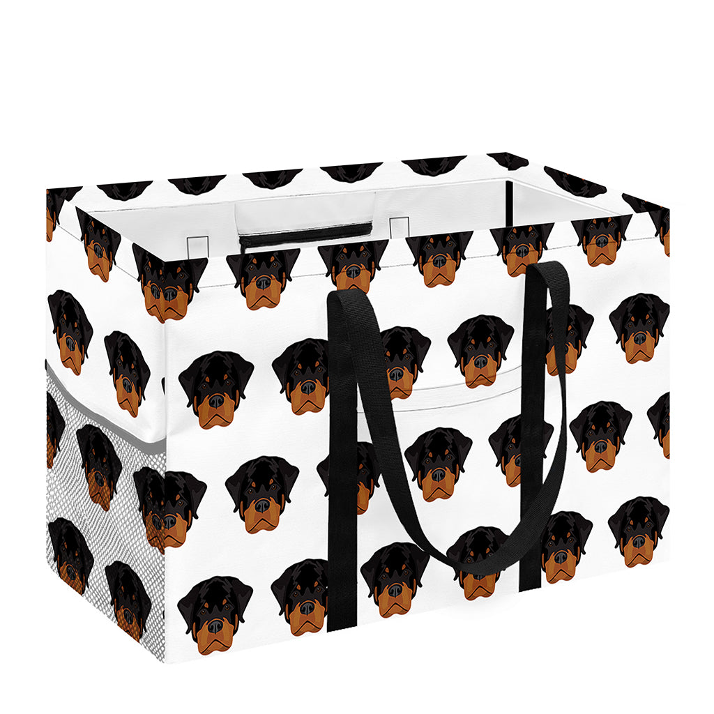 Rottweiler Face Pattern Print Utility Tote Bag