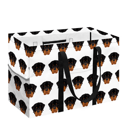 Rottweiler Face Pattern Print Utility Tote Bag