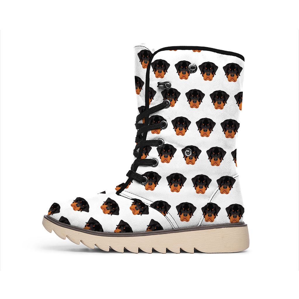 Rottweiler Face Pattern Print Winter Boots