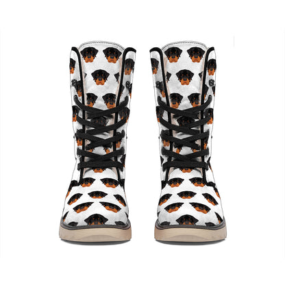Rottweiler Face Pattern Print Winter Boots