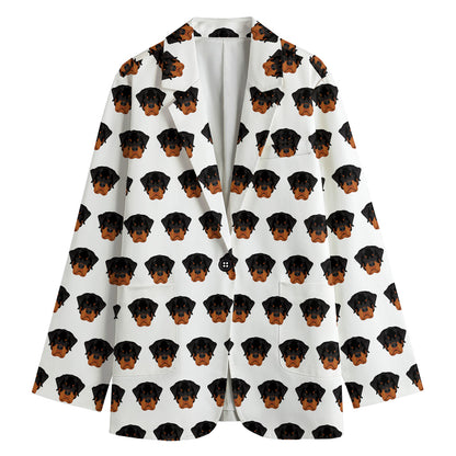 Rottweiler Face Pattern Print Women's Blazer