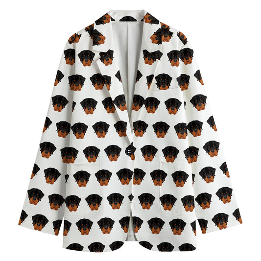 Rottweiler Face Pattern Print Women's Blazer
