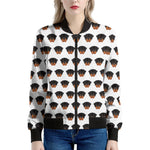 Rottweiler Face Pattern Print Women's Bomber Jacket