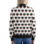 Rottweiler Face Pattern Print Women's Bomber Jacket