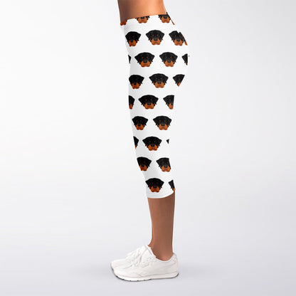 Rottweiler Face Pattern Print Women's Capri Leggings