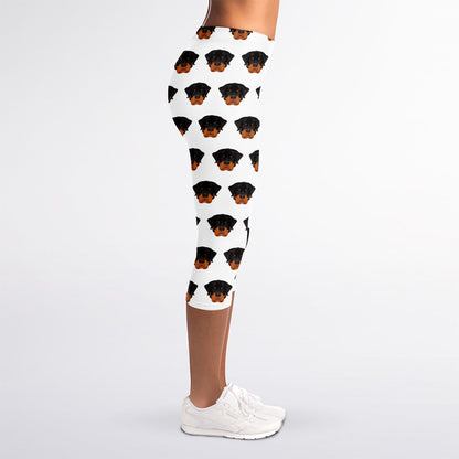 Rottweiler Face Pattern Print Women's Capri Leggings